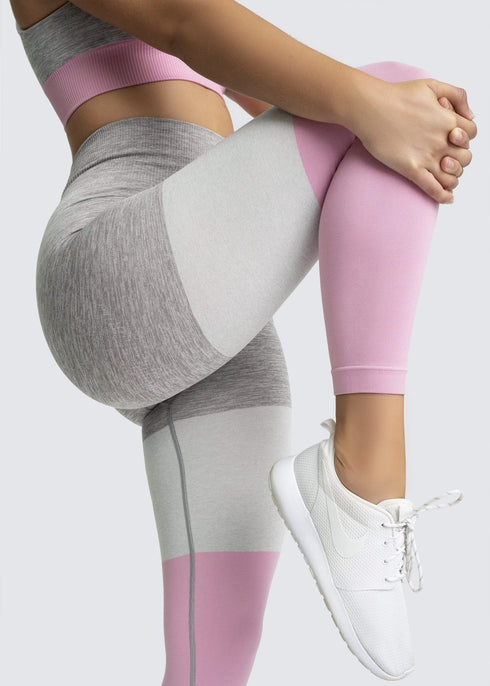 the keeper SET full length legging & crop colour block PINK